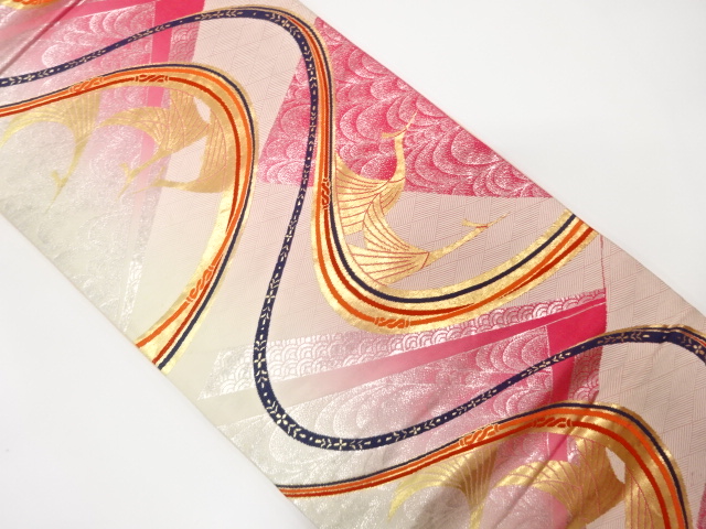 JAPANESE KIMONO / ANTIQUE FUKURO OBI / SILK / WOVEN KUMIHIMO CORD PATTERN